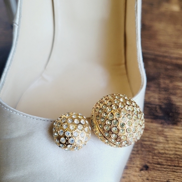 Gianni Versace Women Heels Size 36 6 Ivory Wedding Formal Jewels Pearls Designer - Picture 7 of 10